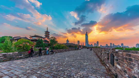 南京紫峰鸡鸣寺日落 台城定点延时