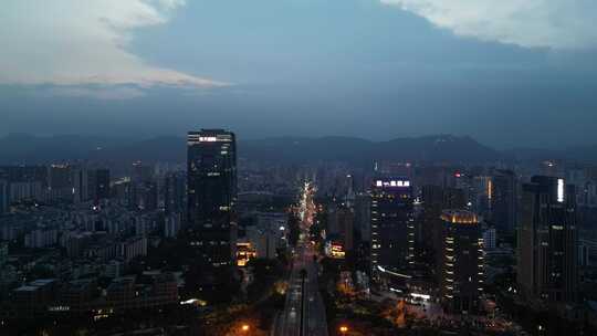 福建莆田CBD商务区夜景航拍