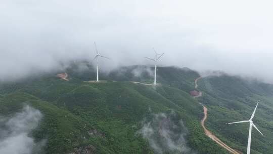 航拍 风车山风力发电 绿色清洁能源 发电厂