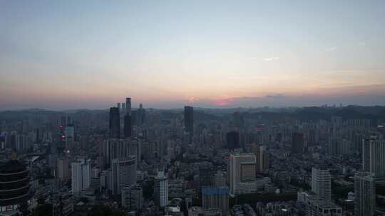 贵阳东山寺晚霞夜幕降临航拍