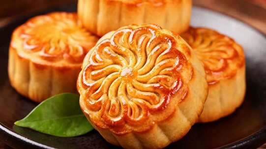 特写镜头下的美味月饼