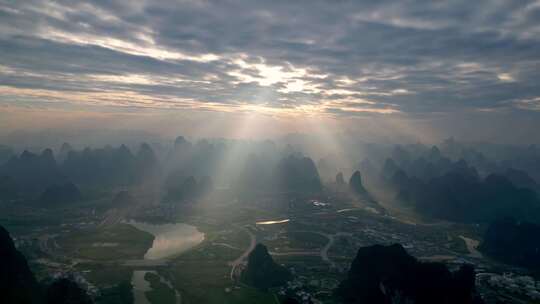 桂林山水阳朔风光中国航拍