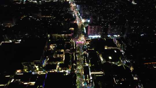 江苏南京老门东秦淮河夜景灯光航拍视频素材模板下载