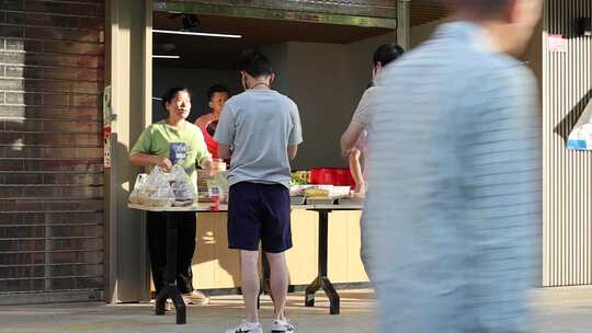 早餐 夜宵  食品 街道 行人 视频 素材