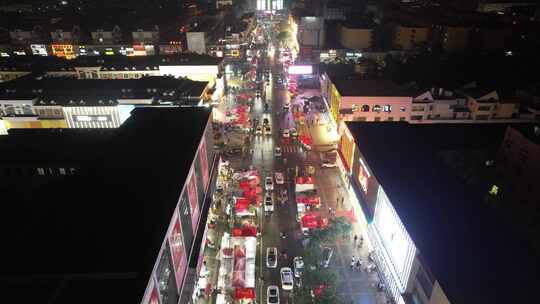 山东菏泽东方红大街夜景灯光城市交通航拍