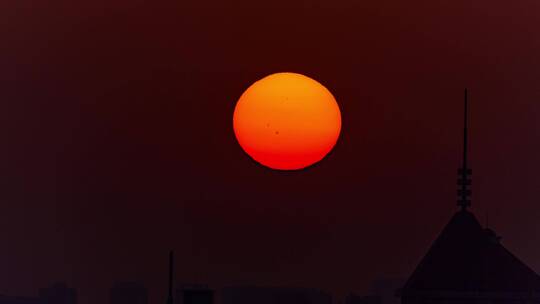广州城市建筑剪影与夕阳落日延时风光