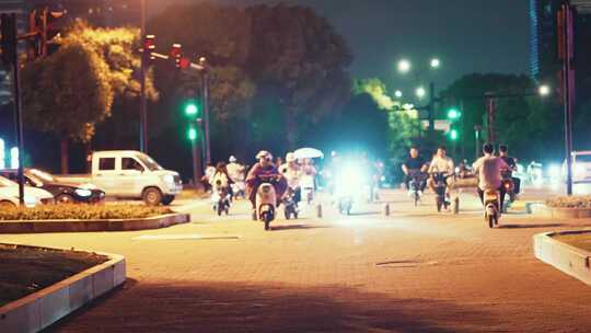 台州马路街景夜景