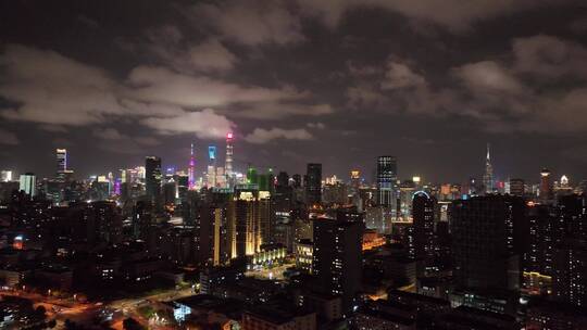 上海夜景定点旋转航拍