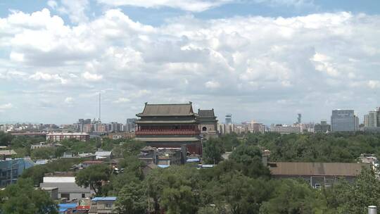 北京城市延时钟楼鼓楼