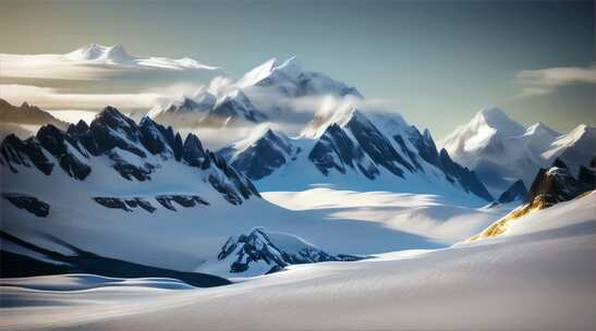 AIGC素材 雪山山峰之巅山脉风景