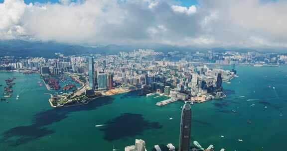4K航拍香港中环维港太平山繁华高楼群宣传片