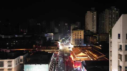 航拍福建莆田文献路夜景