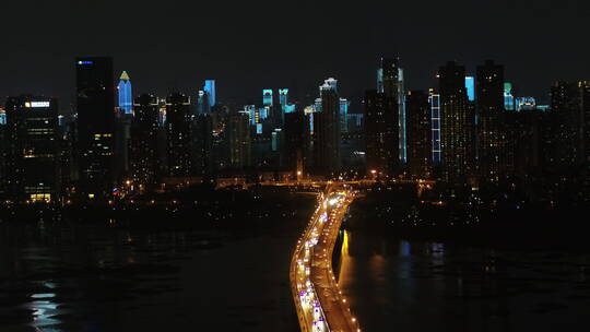 武汉市汉街航拍沙湖夜景江滩灯光秀709视频素材模板下载
