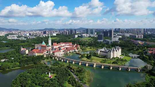 东莞松山湖景区航拍空镜