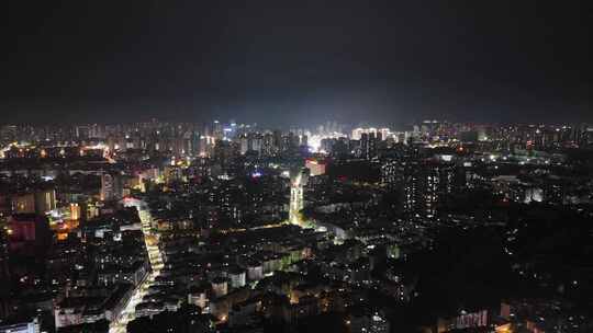 四川自贡万家灯火城市夜景航拍