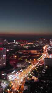 竖版航拍四川泸州夜景泸州城市建设