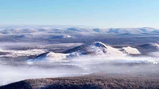 航拍冬季雾中林海雾凇视频251202-7