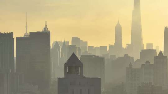 上海清晨 城市风光 航拍合集