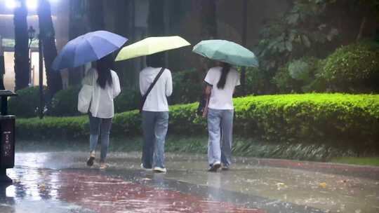 下雨天打伞的人