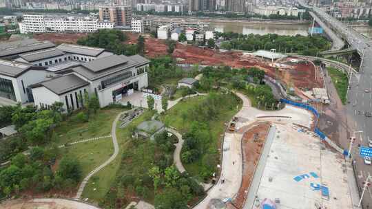 航拍衡阳市图书馆新馆建设筹备