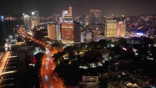 厦门思明区演武大桥夜晚夜景航拍车流交通福