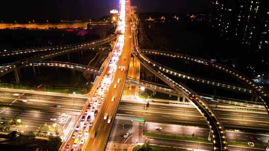 杭州城市汽车车流延时夜景风景视频素材