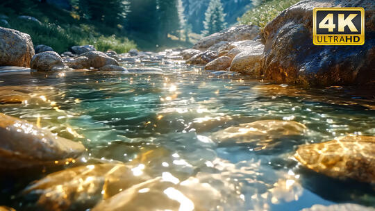 小溪流水水面湖面河面光影唯美风景风光5