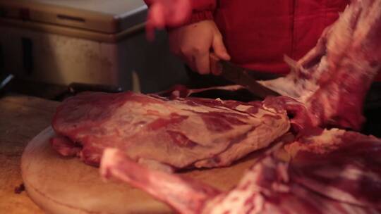 市场卖牛肉猪肉排骨档口 (1)视频素材模板下载