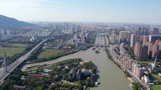 航拍无锡城市景观全景