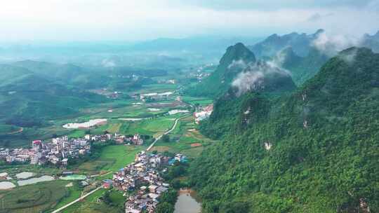 4K无人机航拍广西河池马山县风光