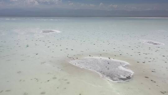 青海乌兰县茶卡盐湖自然风光航拍