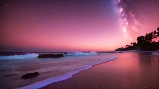 海边星空下的浪漫夜景