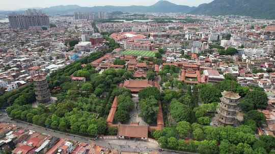 福建泉州古西街钟楼开元寺航拍