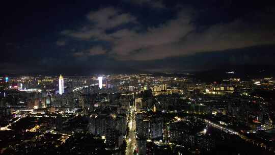 浙江温州城市夜景灯光航拍