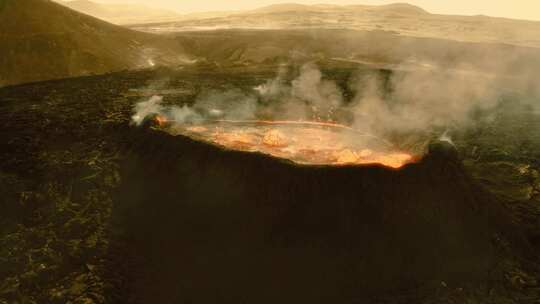 航拍火山岩浆沸腾