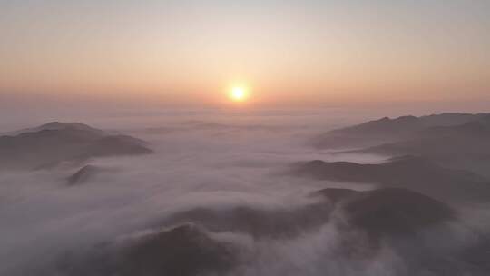 航拍山川山峦云海朝阳日出