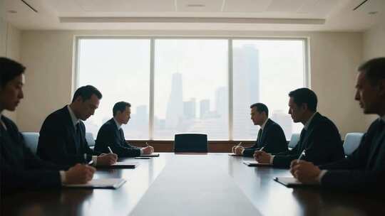 商务精英团队合作洽谈签约握手