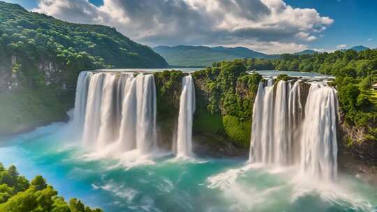 壮丽瀑布自然风光全景