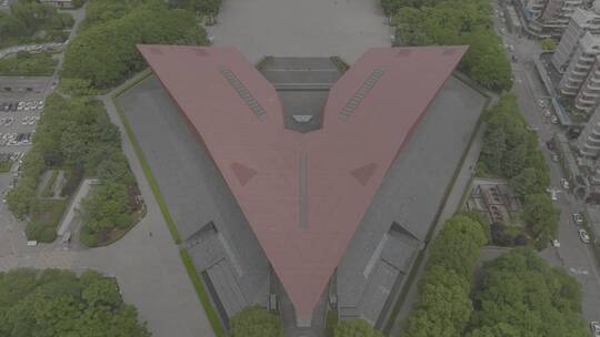 武汉辛亥革命博物馆，俯视环绕镜头