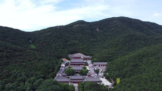 辽宁大连航拍横山寺环境古风建筑