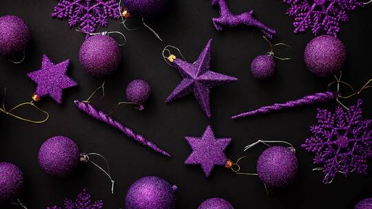 紫色的圣诞装饰视频素材模板下载