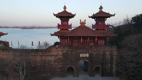 武汉东湖楚城实拍航拍长片段可升格