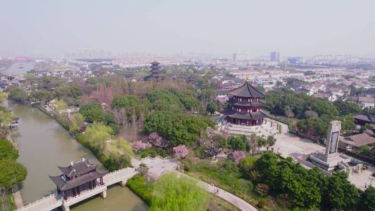 苏州寒山寺航拍素材