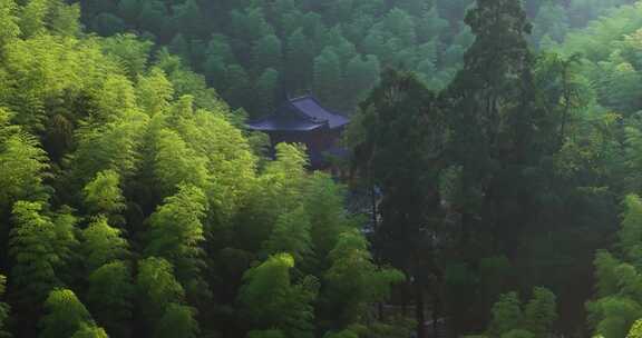 浙江省杭州市余杭区百丈镇釜托寺晨曦航拍