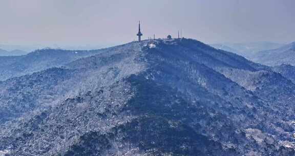 长沙岳麓山雪景航拍