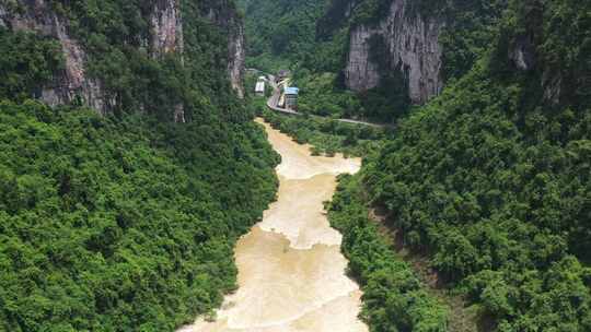 4k航拍广西黑水河（山川 峡谷 洪水）