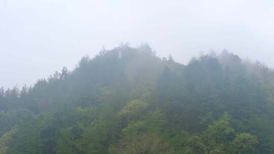 初秋雨中山脉云雾缭绕的绝美自然风光