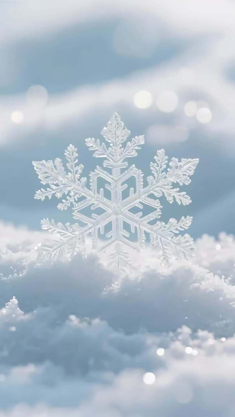 微距雪花特写画面