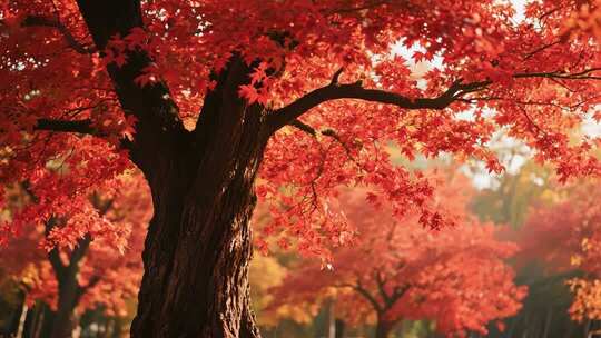 秋天红枫树自然景观