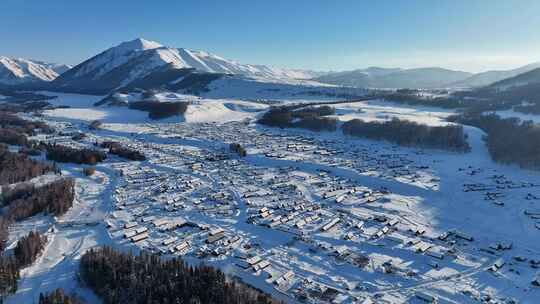 新疆冬季旅游 禾木冬天 村庄 禾木雪景